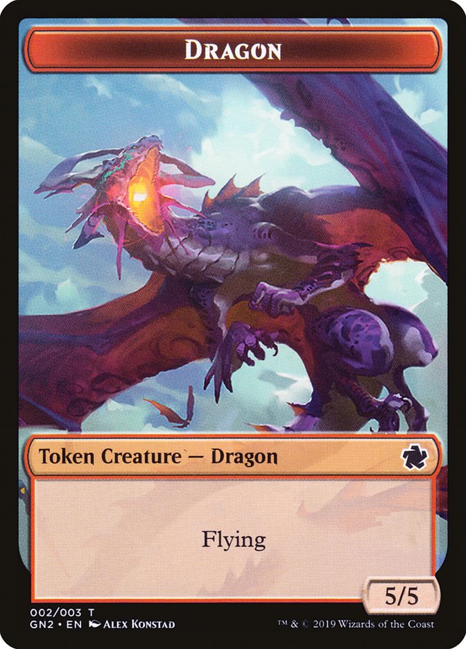 Dragon // Dinosaur Double-Sided Token [Tokens] Game Night 2019 Tokens MTG Single Magic: The Gathering