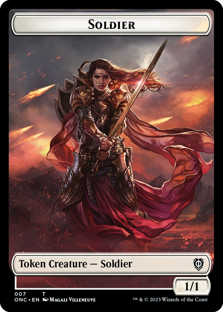 Soldier (007) // Angel Double-Sided Token [Tokens] Phyrexia: All Will Be One Commander Tokens MTG Single Magic: The Gathering