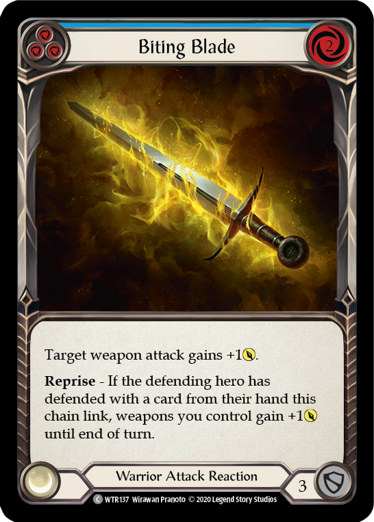 Biting Blade (Blue) [WTR137] Unlimited Edition Rainbow Foil Flesh And Blood Single Flesh And Blood   
