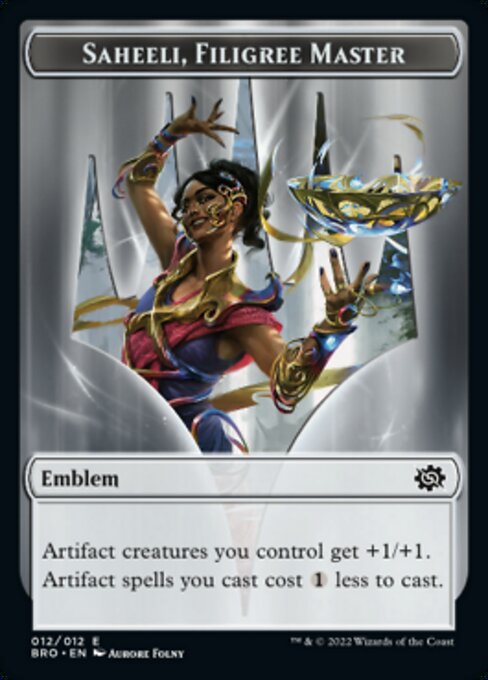 Powerstone // Saheeli, Filigree Master Emblem Double-Sided Token [Tokens] The Brothers' War Tokens MTG Single Magic: The Gathering