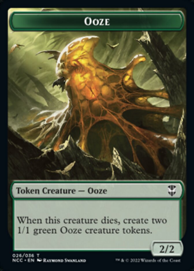 Ooze (026) // Treasure (015) Double-Sided Token [Streets of New Capenna Commander Tokens] MTG Single Magic: The Gathering   