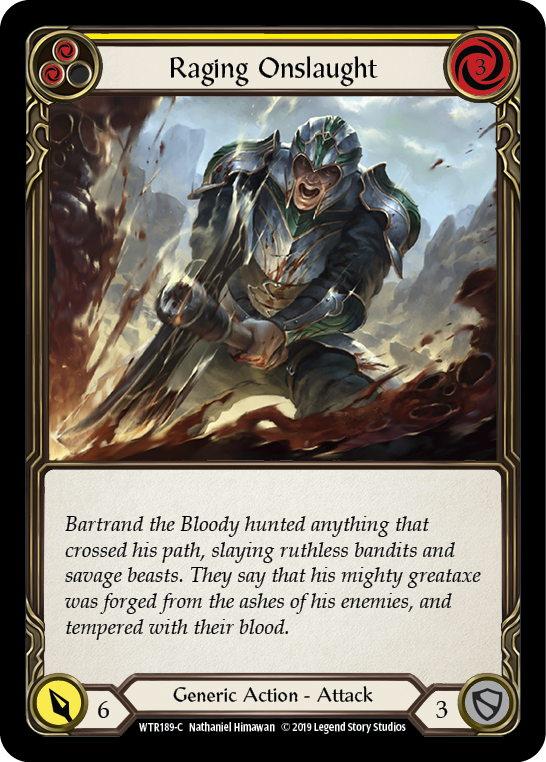 Raging Onslaught (Yellow) [WTR189-C] Alpha Print Normal Flesh And Blood Single Flesh And Blood   