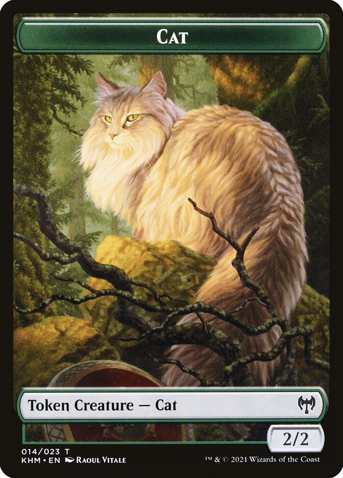 Human Warrior // Cat Double-Sided Token [Tokens] Kaldheim Tokens MTG Single Magic: The Gathering