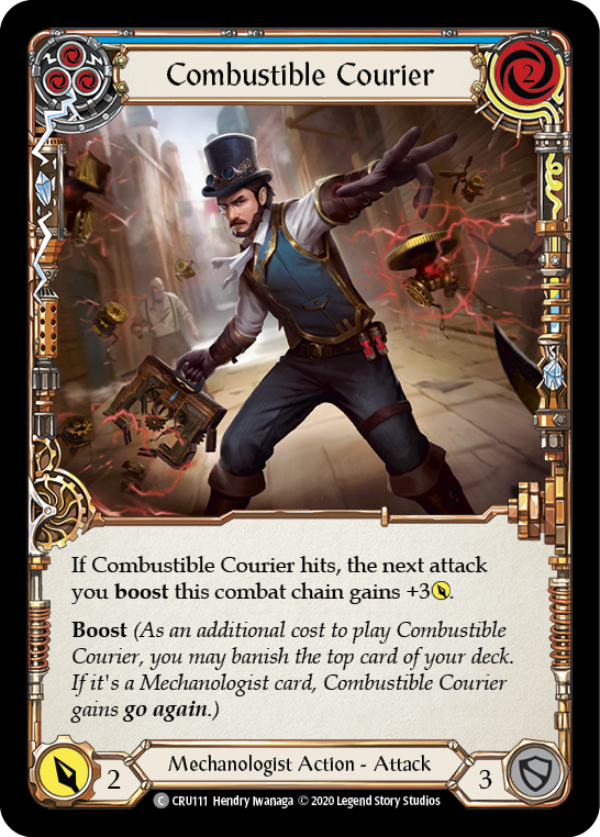 Combustible Courier (Blue) [CRU111] 1st Edition Normal Flesh And Blood Single Flesh And Blood   