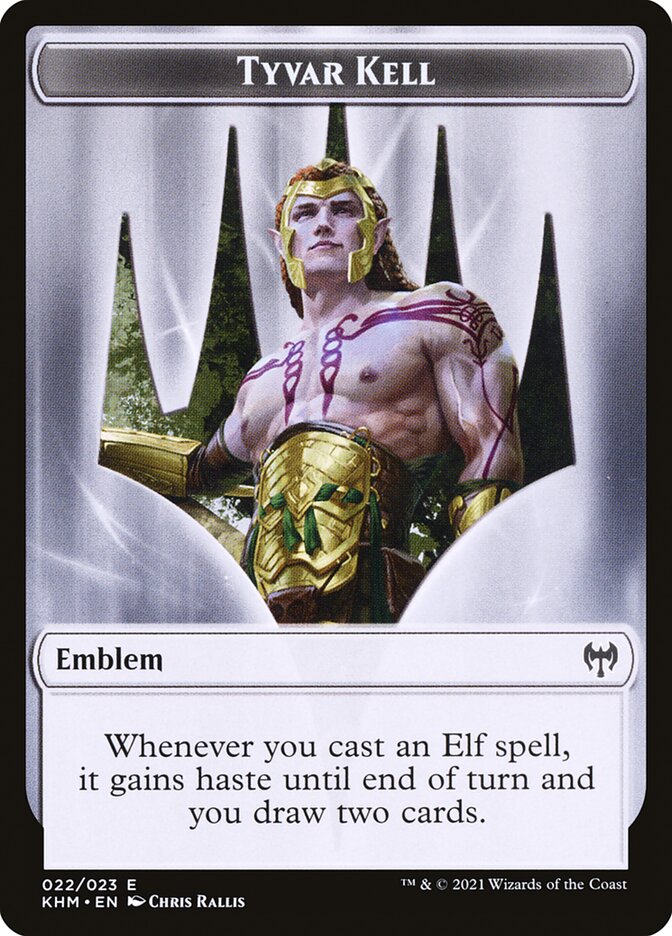 Treasure // Tyvar Kell Emblem Double-Sided Token [Tokens] Kaldheim Tokens MTG Single Magic: The Gathering