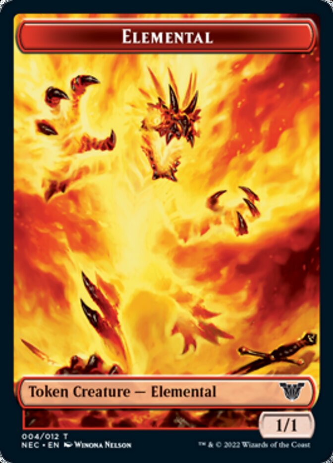 Elemental // Spirit (009) Double-Sided Token [Kamigawa: Neon Dynasty Commander Tokens] MTG Single Magic: The Gathering   