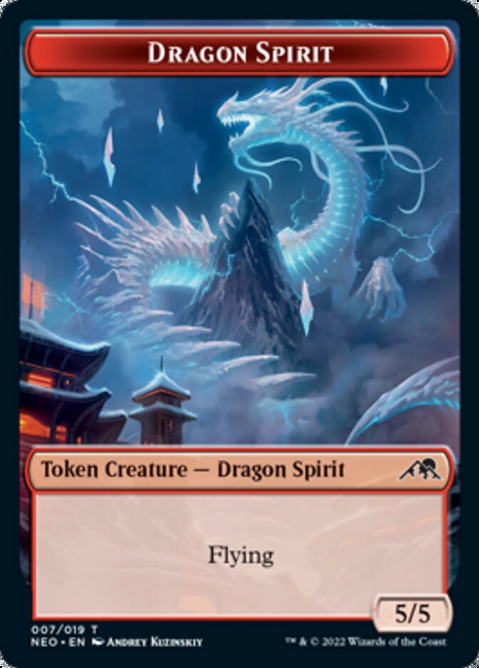 Spirit (002) // Dragon Spirit Double-Sided Token [Tokens] Kamigawa: Neon Dynasty Tokens MTG Single Magic: The Gathering