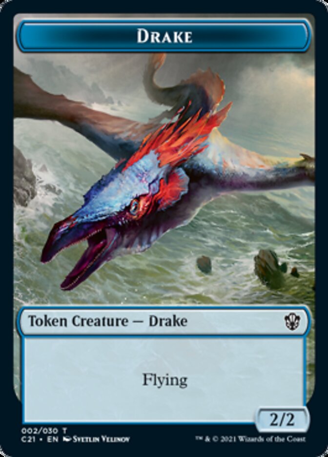 Drake // Elemental (002) Double-Sided Token [Tokens] Commander 2021 Tokens MTG Single Magic: The Gathering