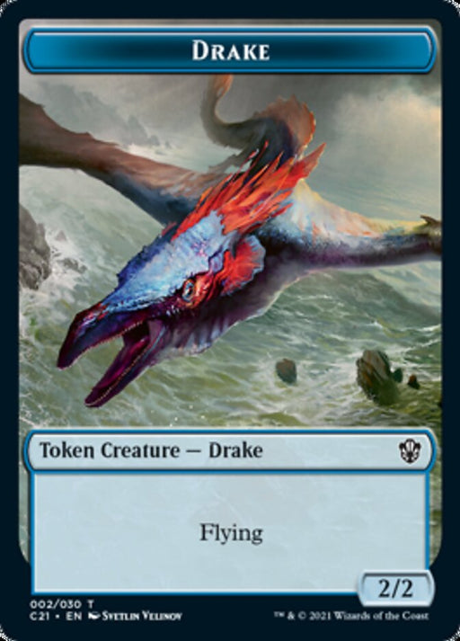 Drake // Elemental (002) Double-Sided Token [Tokens] Commander 2021 Tokens MTG Single Magic: The Gathering