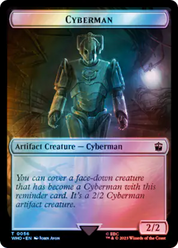 Warrior // Cyberman Double-Sided Token (Surge Foil) [Tokens] Doctor Who Tokens MTG Single Magic: The Gathering