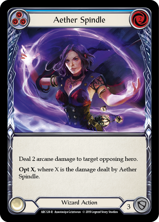 Aether Spindle (Blue) [ARC128-R] 1st Edition Rainbow Foil Flesh And Blood Single Flesh And Blood   