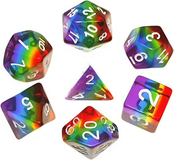 Foam Brain Games: Translucent Rainbow 7-Die Set Dice & Gaming Accessories Foam Brain Games