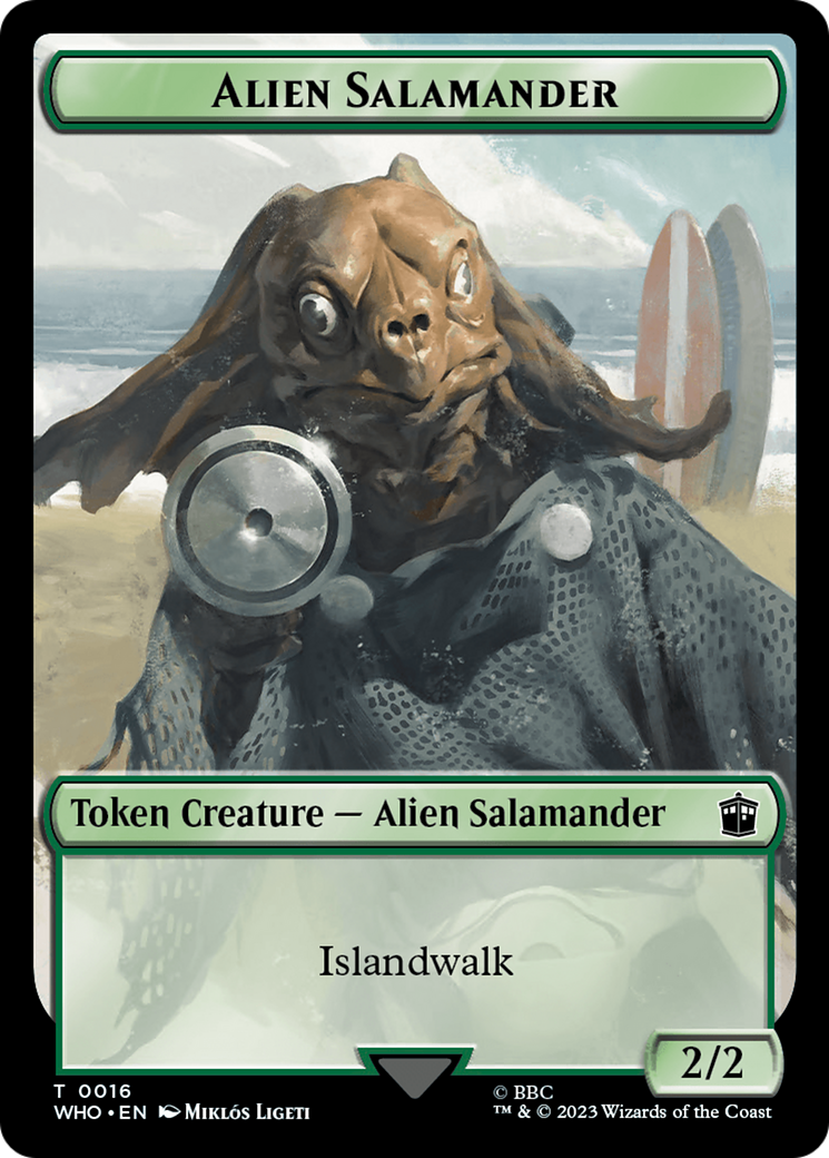Alien Rhino // Alien Salamander Double-Sided Token (Surge Foil) [Tokens] Doctor Who Tokens MTG Single Magic: The Gathering
