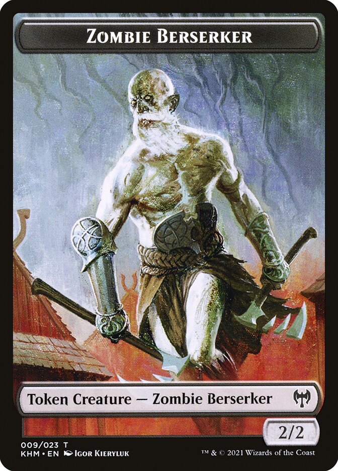 Human Warrior // Zombie Berserker Double-Sided Token [Tokens] Kaldheim Tokens MTG Single Magic: The Gathering
