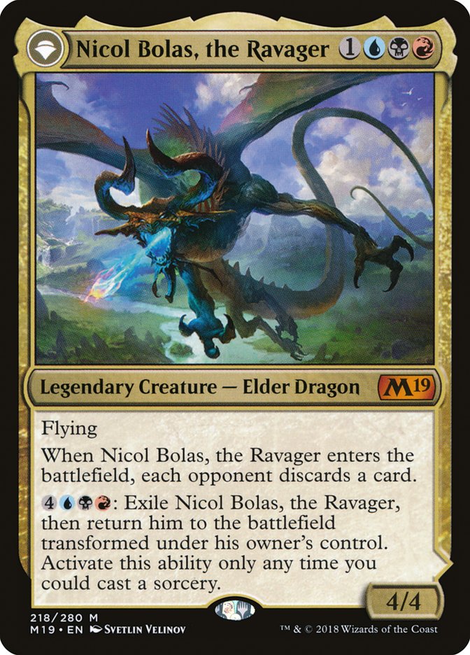 Nicol Bolas, the Ravager // Nicol Bolas, the Arisen [Core Set 2019] MTG Single Magic: The Gathering   