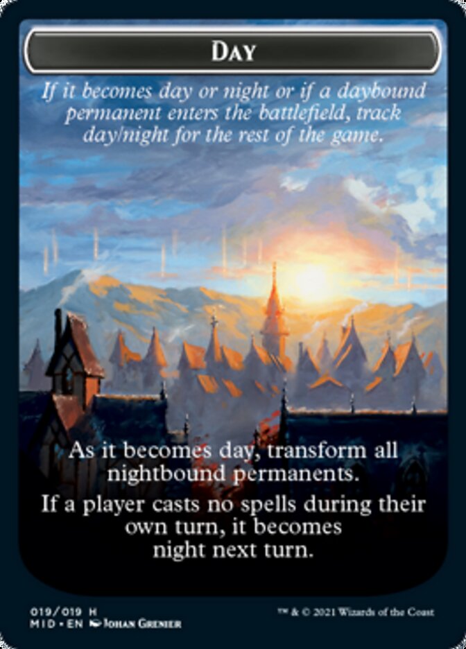 Day // Night Double-Sided Token [Tokens] Innistrad: Midnight Hunt Tokens MTG Single Magic: The Gathering