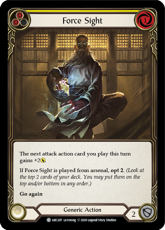 Force Sight (Yellow) [ARC207] Unlimited Edition Rainbow Foil Flesh And Blood Single Flesh And Blood   