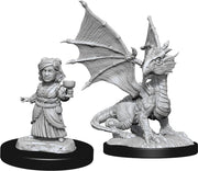 D&D Nolzur's Marvelous Miniatures: W13 Silver Dragon Wyrmling & Fe Halfling Unpainted Miniatures WizKids