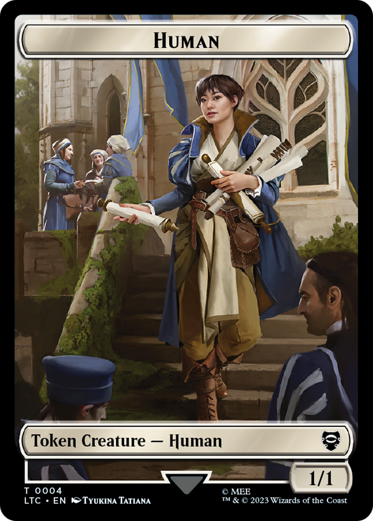 Human (04) // Human Soldier (02) Double-Sided Token [The Lord of the Rings: Tales of Middle-Earth Commander Tokens] MTG Single Magic: The Gathering   