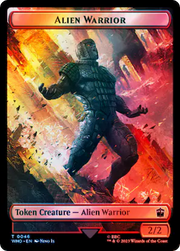 Copy // Alien Warrior Double-Sided Token (Surge Foil) [Tokens] Doctor Who Tokens MTG Single Magic: The Gathering