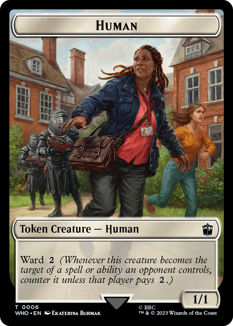 Human (0006) // Alien Salamander Double-Sided Token [Tokens] Doctor Who Tokens MTG Single Magic: The Gathering