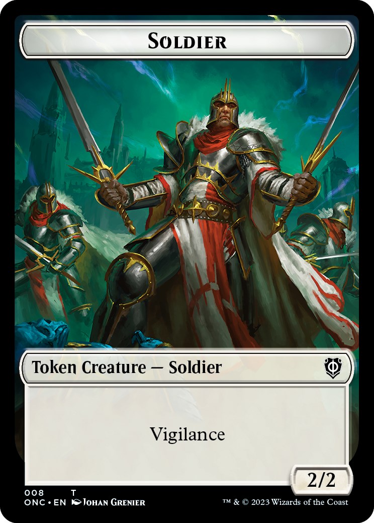 Soldier (008) // Angel Double-Sided Token [Tokens] Phyrexia: All Will Be One Commander Tokens MTG Single Magic: The Gathering