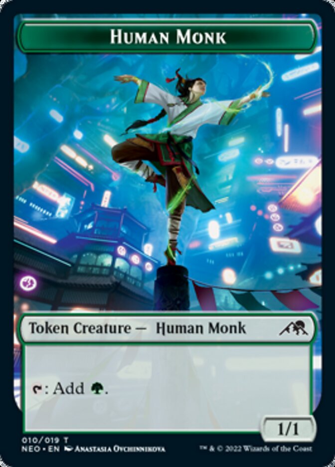 Samurai // Human Monk Double-Sided Token [Tokens] Kamigawa: Neon Dynasty Tokens MTG Single Magic: The Gathering