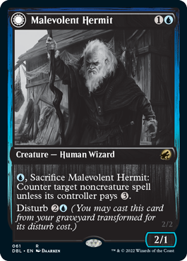 Malevolent Hermit // Benevolent Geist (DBL-061) [Innistrad: Double Feature] (Double Faced Transform) MTG Single Magic: The Gathering