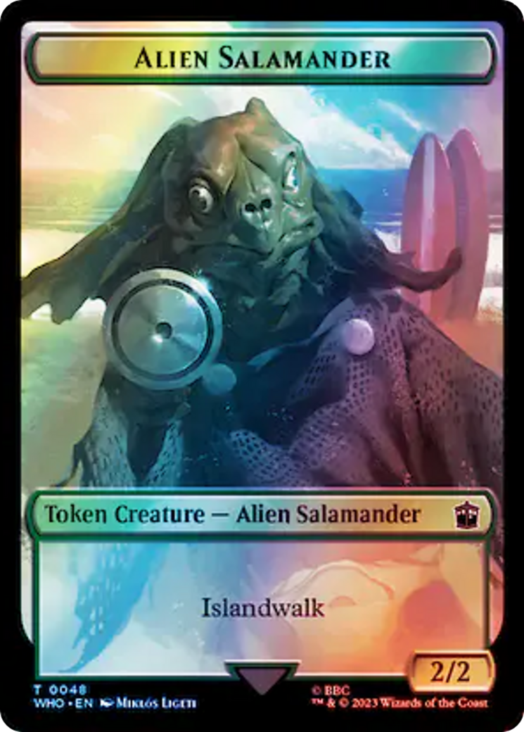 Dalek // Alien Salamander Double-Sided Token (Surge Foil) [Tokens] Doctor Who Tokens MTG Single Magic: The Gathering