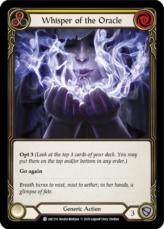 Whisper of the Oracle (Yellow) [ARC216] Unlimited Edition Rainbow Foil Flesh And Blood Single Flesh And Blood   