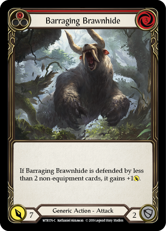 Barraging Brawnhide (Red) [WTR176-C] Alpha Print Rainbow Foil Flesh And Blood Single Flesh And Blood   