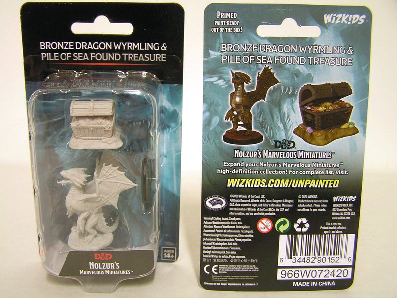 D&D Nolzur's Marvelous Miniatures: W13 Bronze Dragon Wyrmling & Pile Of Seafound Treasure Unpainted Miniatures WizKids