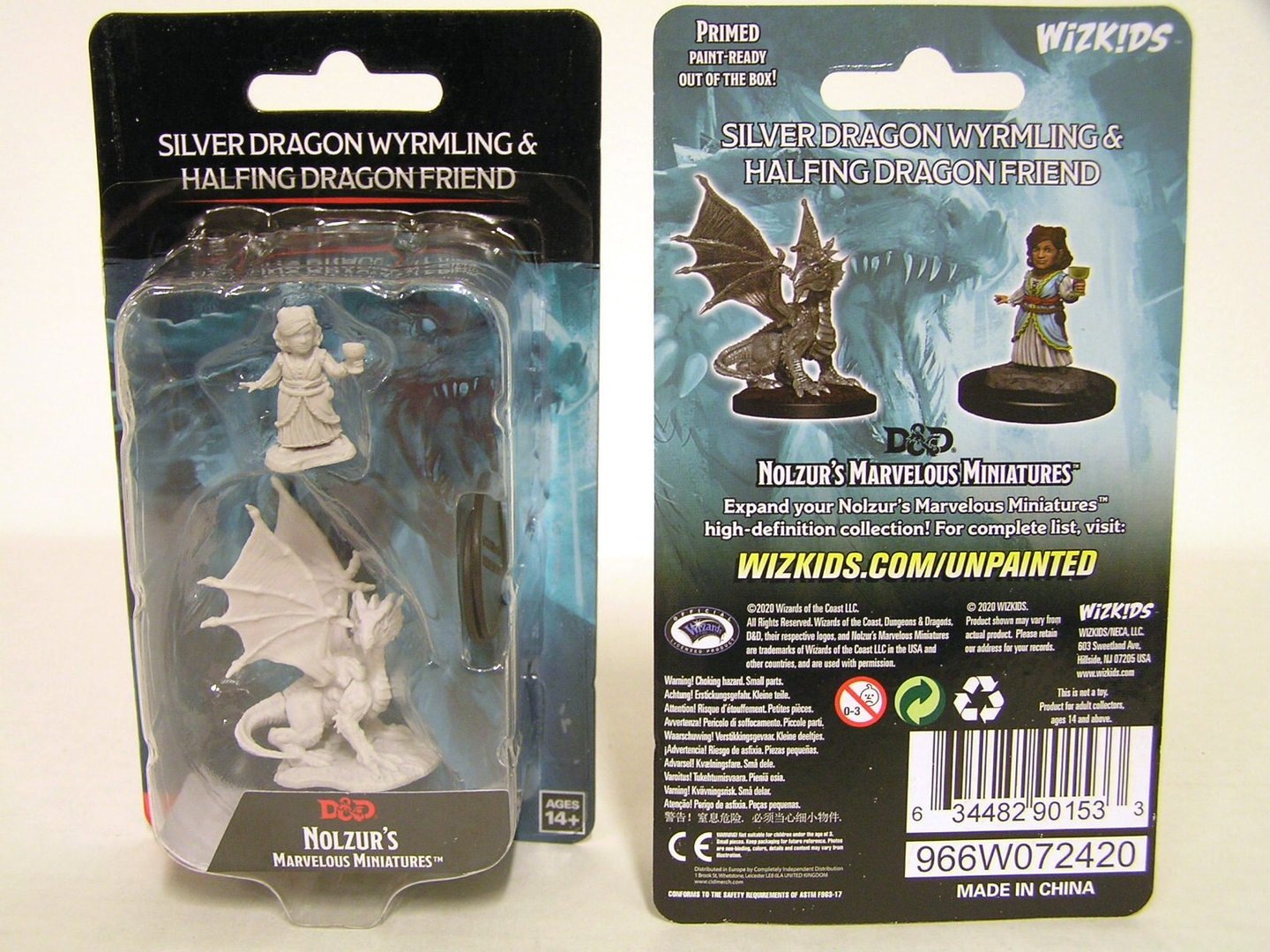 D&D Nolzur's Marvelous Miniatures: W13 Silver Dragon Wyrmling & Fe Halfling Unpainted Miniatures WizKids