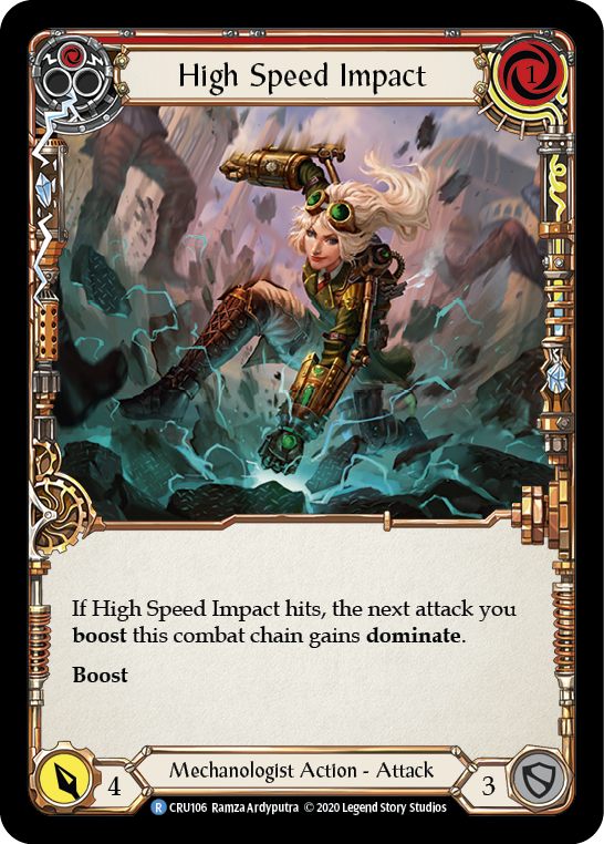 High Speed Impact (Red) [CRU106] 1st Edition Rainbow Foil Flesh And Blood Single Flesh And Blood   