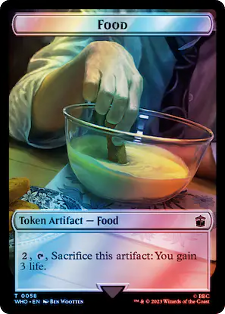 Warrior // Food (0058) Double-Sided Token (Surge Foil) [Tokens] Doctor Who Tokens MTG Single Magic: The Gathering