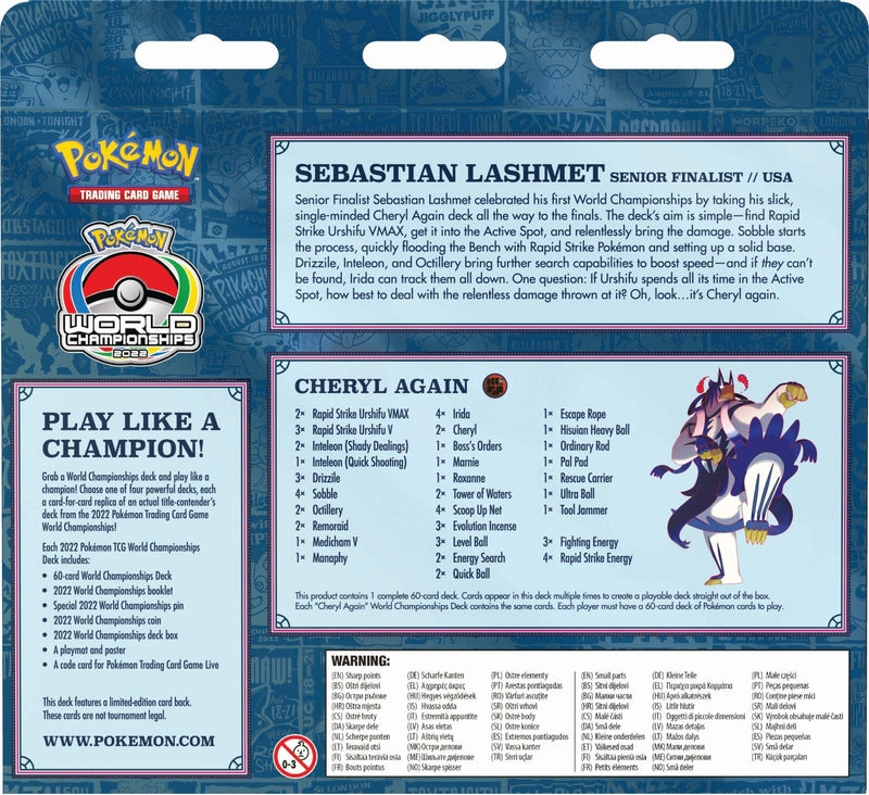 Pokémon 2022 World Championships Deck (Cheryl Again - Sebastian Lashmet) Pokemon Sealed Pokémon   