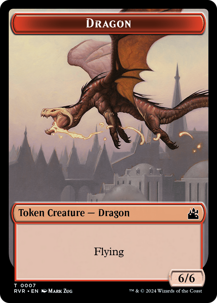 Spirit (0018) // Dragon Double-Sided Token [Tokens] Ravnica Remastered Tokens MTG Single Magic: The Gathering