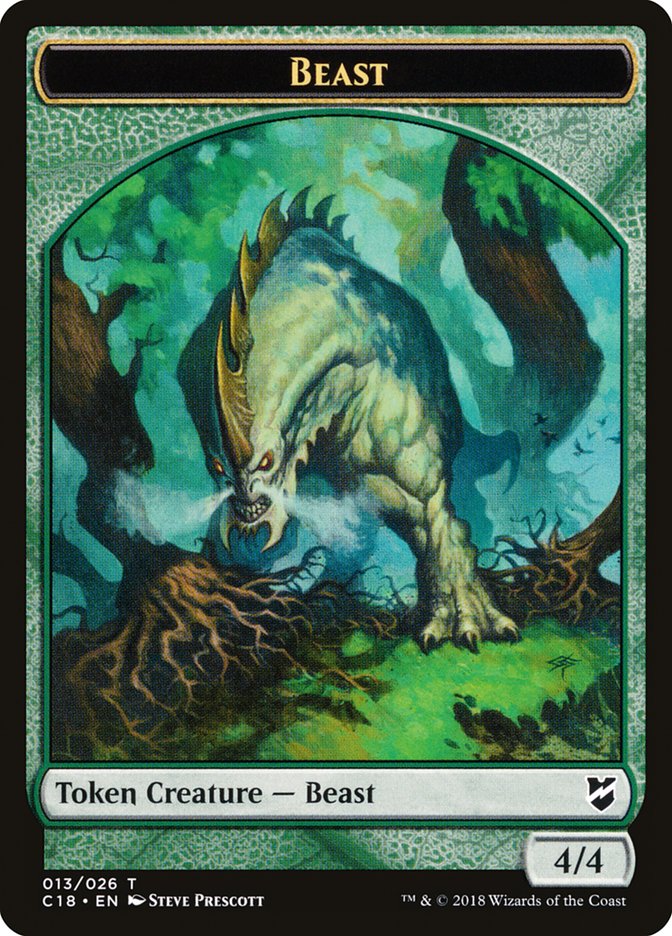 Cat Warrior // Beast (013) Double-Sided Token [Tokens] Commander 2018 Tokens MTG Single Magic: The Gathering