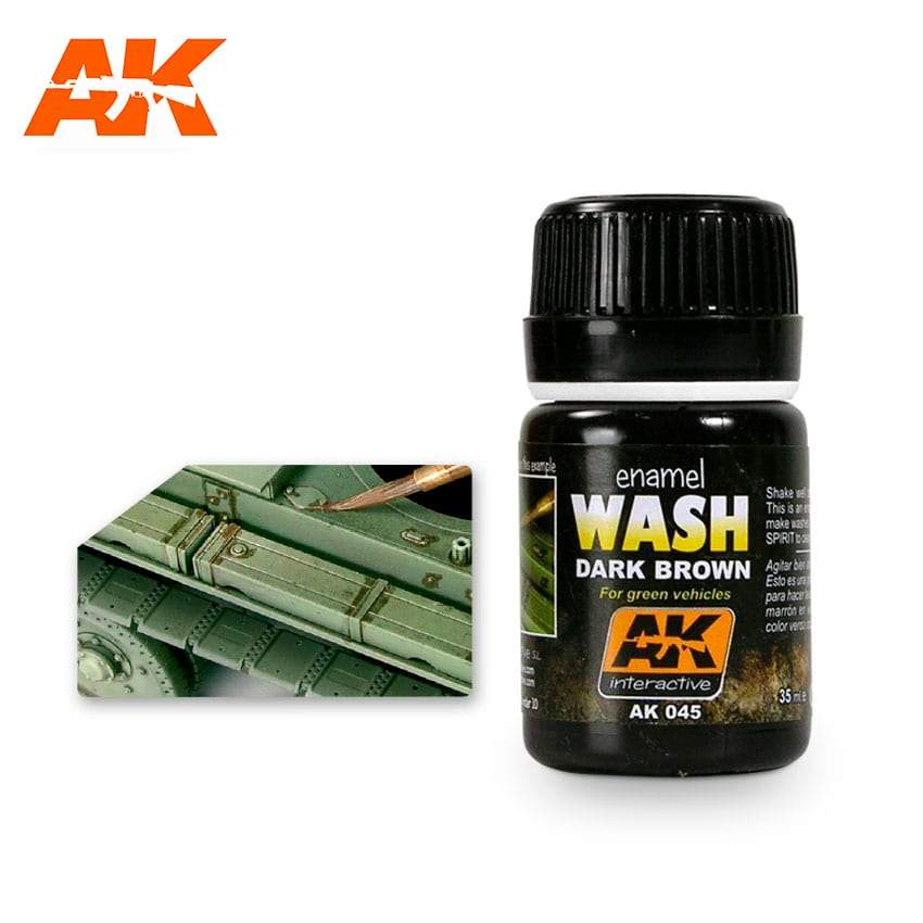 AK Interactive: Dark Brown Wash For Green Vehicles Model Paints AK INTERACTIVE