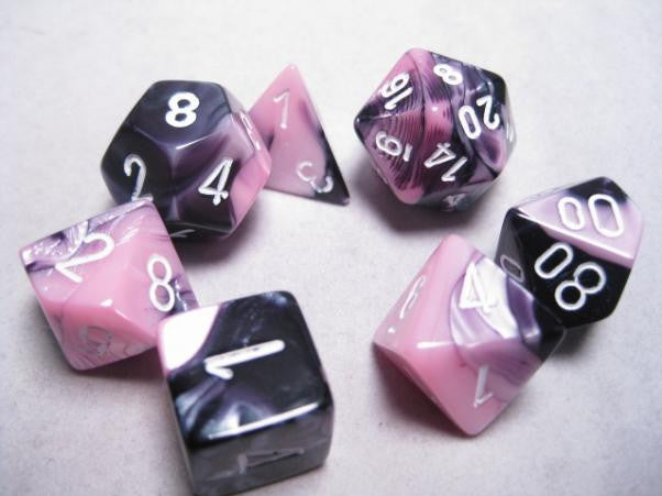Polyhedral 7-Die Set: Gemini: Black Pink/White CHX26430  Chessex Dice Taps Games Edmonton Alberta