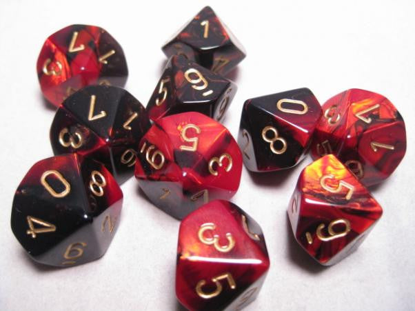 Chessex: Black Red/Gold Gemini 7-Die Set Dice & Gaming Accessories Chessex