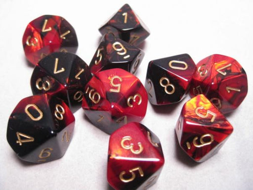 Chessex: Black Red/Gold Gemini 7-Die Set Dice & Gaming Accessories Chessex