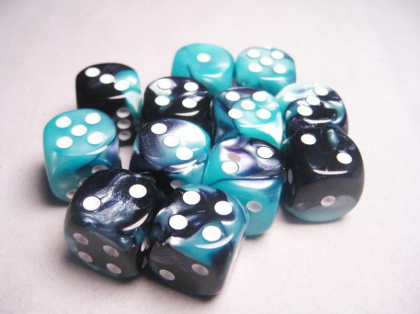 Chessex: 12Ct D6 Dice Set Gemini - Black Shell/White (16mm) Dice & Gaming Accessories Chessex