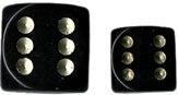 Chessex: Black/Gold Opaque 12Ct D6 Dice Set: 16mm Dice & Gaming Accessories Chessex