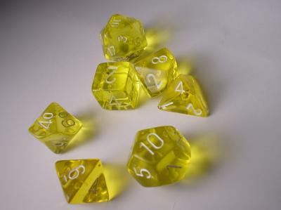 Chessex: Yellow/White Translucent 7-Die Set Dice & Gaming Accessories Chessex