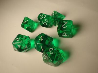 Chessex: Green/White Translucent 7-Die Set Dice & Gaming Accessories Chessex