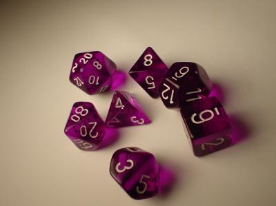 Chessex: Purple/White Translucent 7-Die Set Dice & Gaming Accessories Chessex