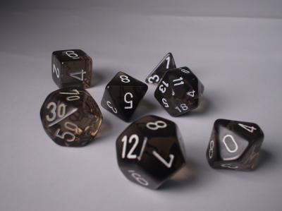 Chessex: Smoke/White Translucent 7-Die Set Dice & Gaming Accessories Chessex