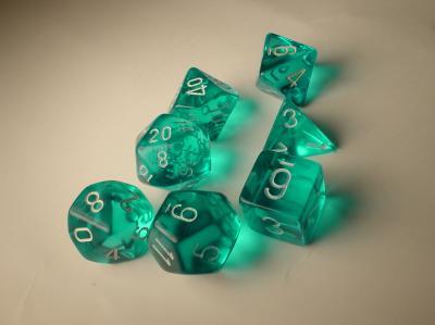 Chessex: Teal/White Translucent 7-Die Set Dice & Gaming Accessories Chessex