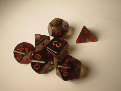 Chessex: Smoke/Red Translucent 7-Die Set Dice & Gaming Accessories Chessex